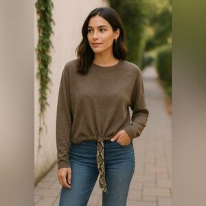 Zara Women's Small Olive Green Earth Tone Sweater Animal‎ Print Snakeskin